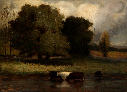 Untitled (Four Cows Wading in Pond) by Edward Mitchell Bannister - SAAM-1983.95.71 1