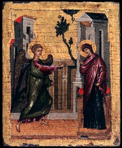 Unknown painter - The Annunciation - WGA23482. Free illustration for personal and commercial use.