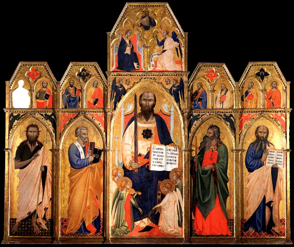 Unknown painter - St Paul Enthroned with Saints and Angels - WGA23908