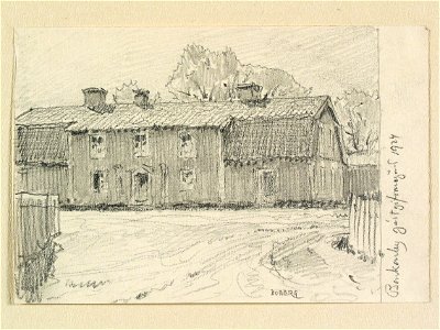 Uppland, Sollentuna hd., Järfälla sn., Barkarby gästgivaregård. Teckning av Ferdinand Boberg - Nordiska museet - NMA.0088458