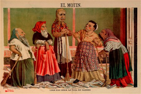 Unos por otros la casa sin barrer, de Demócrito, El Motín, 2 de octubre de 1881. Free illustration for personal and commercial use.