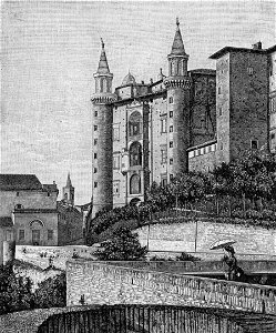 Urbino – Il Palazzo Ducale e il Pincetto (xilografia)