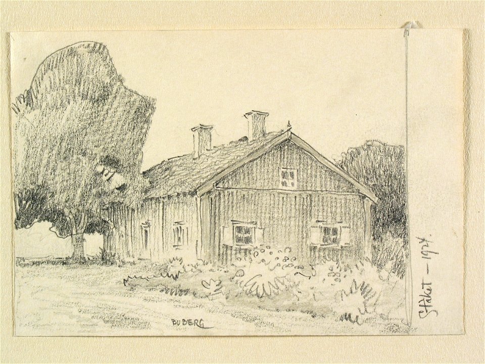 Uppland, Stäket. Teckning av Ferdinand Boberg - Nordiska museet - NMA.0088454