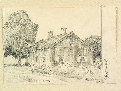 Uppland, Stäket. Teckning av Ferdinand Boberg - Nordiska museet - NMA.0088454