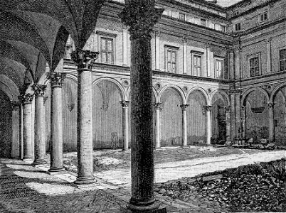 Urbino – Il cortile del Palazzo Ducale (xilografia)