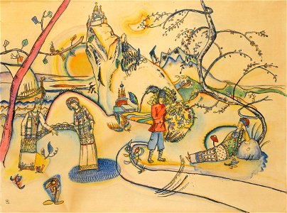 Untitled watercolor by Wassily Kandinsky, December 1915. Free illustration for personal and commercial use.