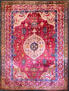 Unknown, Iran, mid-16th Century - The Rothschild Small Silk Medallion Carpet - Google Art Project. Free illustration for personal and commercial use.