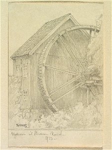 Uppland, Värmdö skplg., Ingarö sn. Nykvarn vid Strömma kanal . Teckning av Ferdinand Boberg - Nordiska museet - NMA.0088457