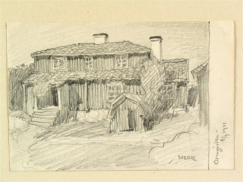 Uppland, Danderyds skplg., Östra Ryds sn., Ormgården. Teckning av Ferdinand Boberg - Nordiska museet - NMA.0088477