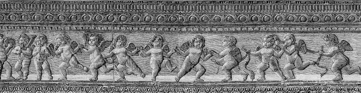 Urbino – Fregio del camino nella sala degli Angioli nel Palazzo Ducale (xilografia)