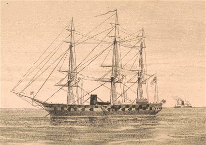 USS Minnesota (1855) U.S. Naval review at Hampton-Roads VA. in 1880 LCCN2004670676 (cropped)
