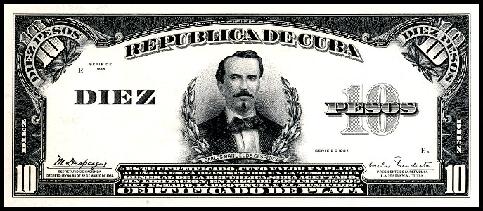 US-BEP-República de Cuba (certified proof) 10 silver pesos, 1934 (CUB-71a)