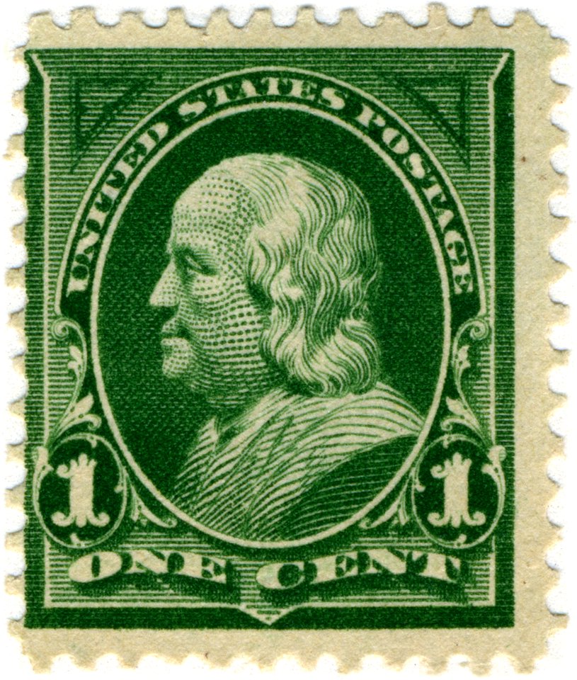 US stamp 1898 1c Franklin green