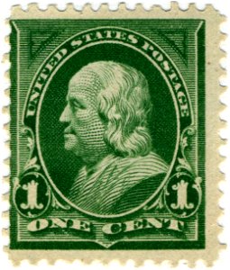 US stamp 1898 1c Franklin green