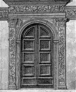 Urbino – Palazzo Ducale, porta del salone maggiore (xilografia)