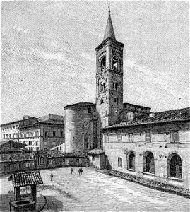 Urbino – Parte posteriore della chiesa di San Francesco (xilografia)