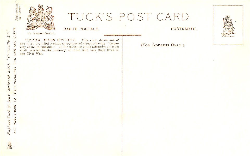 Upper Main Street, Greenville, South Carolina (verso)