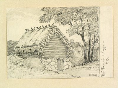 Uppland, Långhundra hd., Lagga sn., Framnäs. Teckning av Ferdinand Boberg - Nordiska museet - NMA.0088461