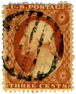 US stamp 1857 3c Washington c