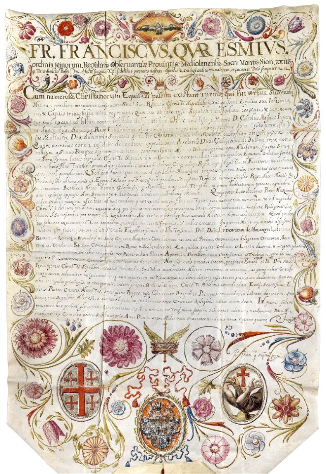 Urkunde für Ludwig von Mollard Jerusalem 1619 (ohne Siegel)