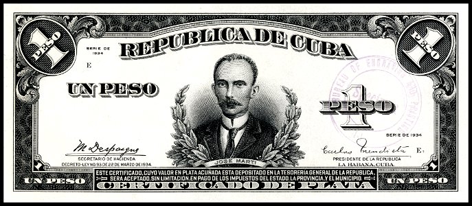US-BEP-República de Cuba (certified proof) one silver peso, 1934 (CUB-69a)