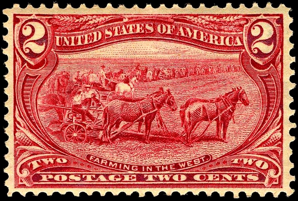 US stamp 1898 2c Farming in the West