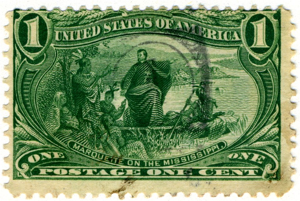 US stamp 1898 1c Marquette on the Mississippi