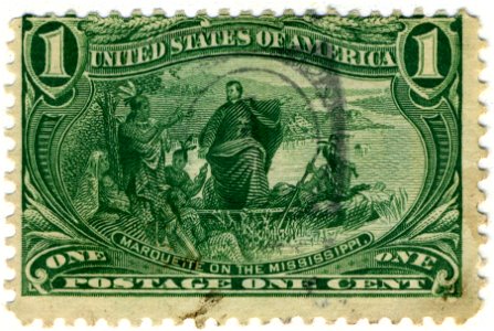 US stamp 1898 1c Marquette on the Mississippi