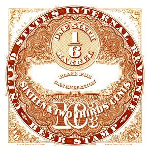 US-Stamp-Beer-1870-162⁄3 cents (1⁄6 barrel)