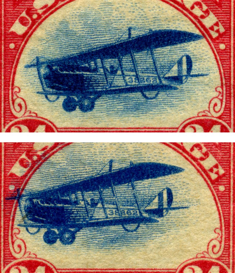 US stamp 1918 24c Curtiss Jenny -C3-Fast-Slow-Planes