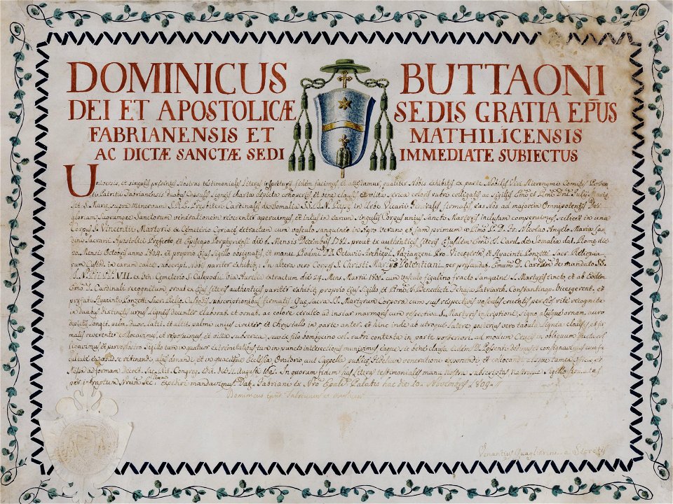 Urkunde Dominicus Buttaoni
