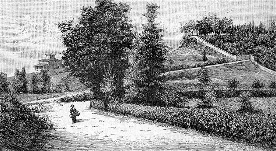 Urbino – veduta pittorica del monte dei Cappuccini (xilografia)