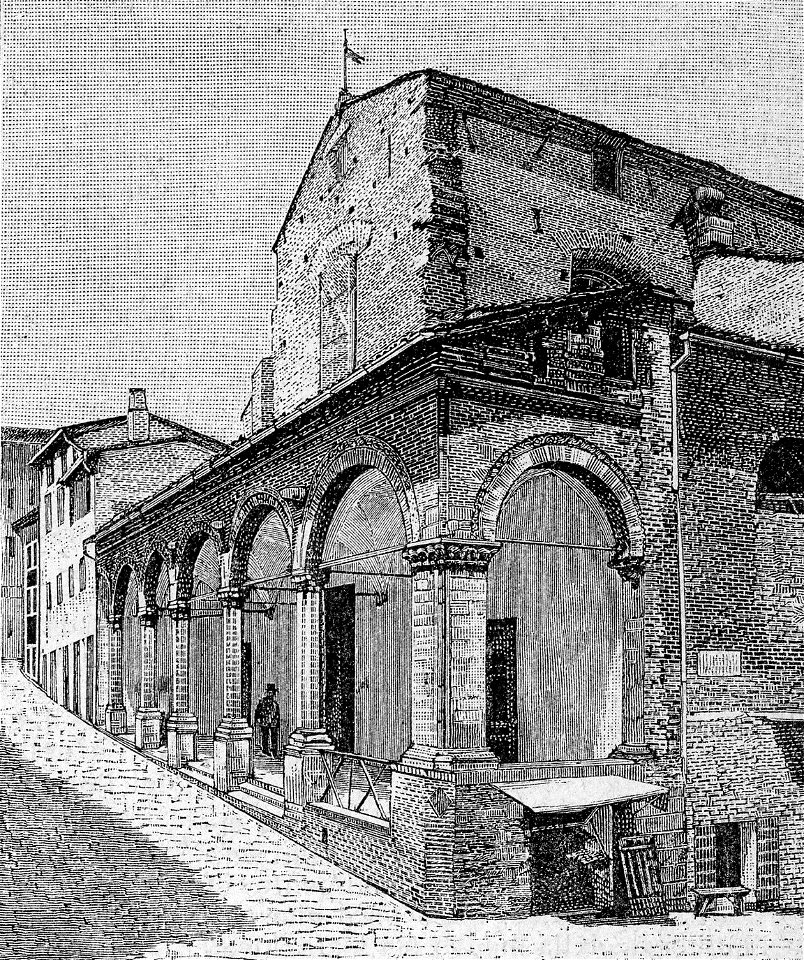 Urbino – L’esterno della chiesa di San Francesco (xilografia)