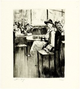 Lesser Ury Junges Mädchen im Café 1924