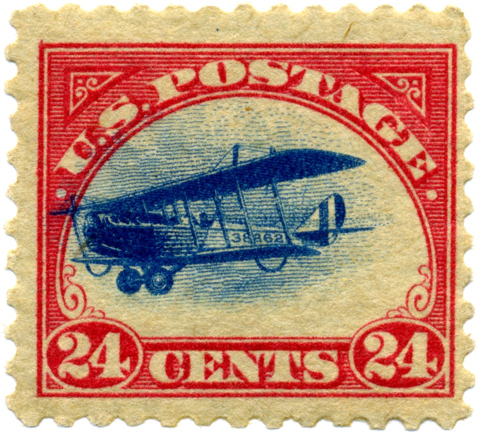 US stamp 1918 24c Curtiss Jenny C3-Fast-Plane Var
