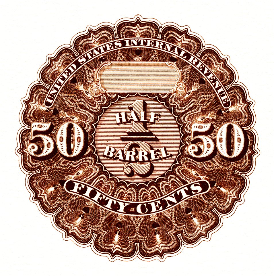 US-Stamp-Beer-1867-50 cents (1⁄2 barrel)