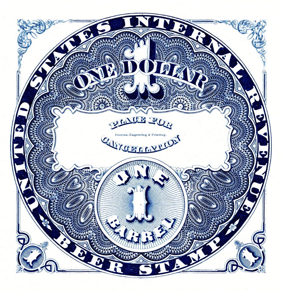 US-Stamp-Beer-1870-1 dollar (1 barrel)