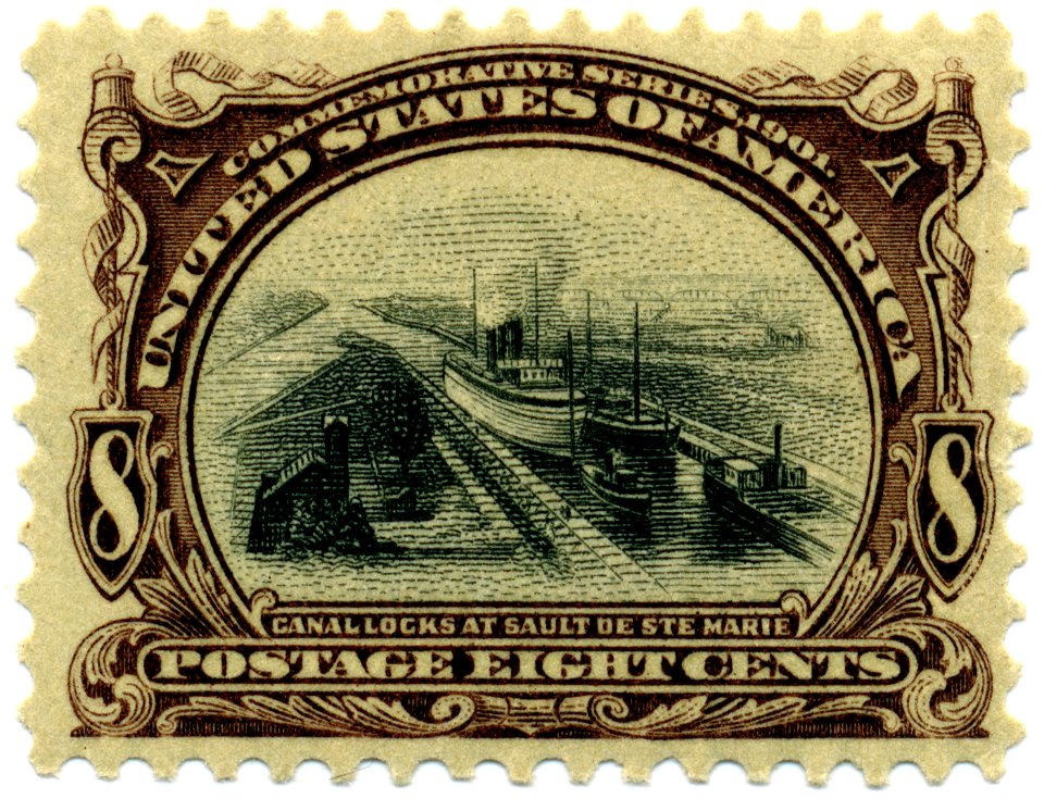 US stamp 1901 Pan Am 8c Canal Locks at Sault de St Marie