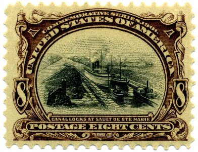 US stamp 1901 Pan Am 8c Canal Locks at Sault de St Marie