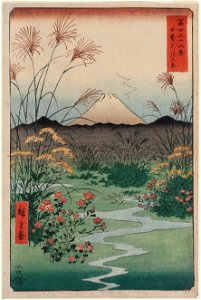 Utagawa Hiroshige I, published by Tsutaya Kichizō (Kōeidō) - ōtsuki Plain in Kai Province (Kai ōtsuki no hara), from the series Thirty-six Views of Mount Fuji (F... - Google Art Project. Free illustration for personal and commercial use.