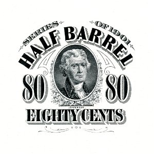 US-Stamp-Beer-1901-80 cents (1⁄2 barrel) (partial proof)