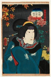 Utagawa Kunisada II - Actor Onoe Baikô IV as Daikaku's Wife Hinaginu