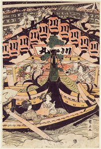 Utagawa Kuninao - Enjoying the Evening Cool at Ryôgoku Bridge in the Eastern Capital