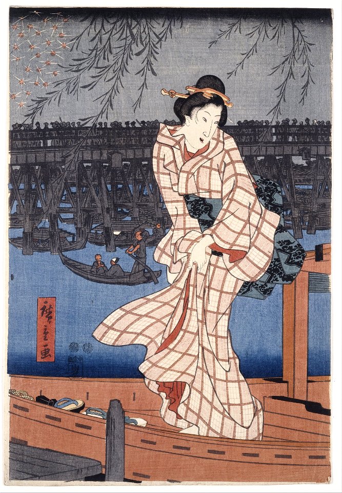 Utagawa Hiroshige - Evening on the Sumida river - Google Art Project