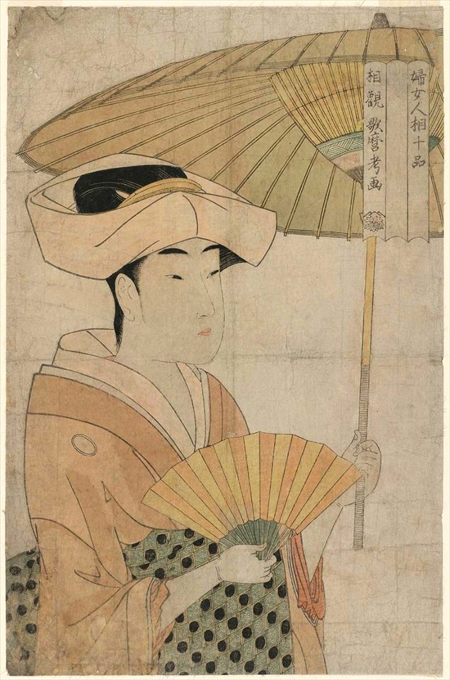 Utamaro (c. 1792–93) Sensu o Mochi Higasa o Sasu Onna