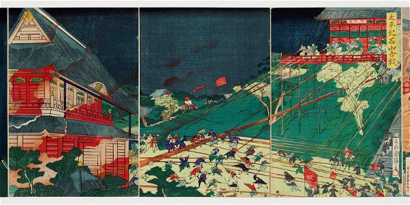 Utagawa Kuniteru II - The Battle of Ishiyama Temple in the Taiheiki