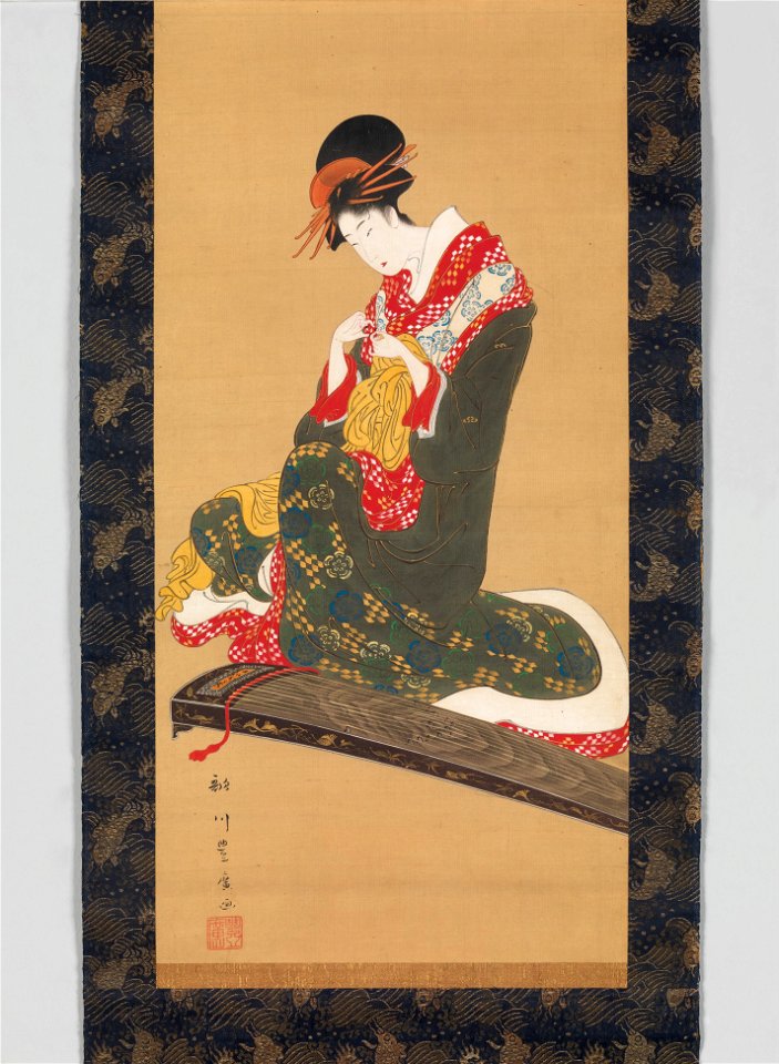 Utagawa Toyohiro - Woman Putting on Finger Plectrums to Play the Koto - 14.76.43 - Metropolitan Museum of Art