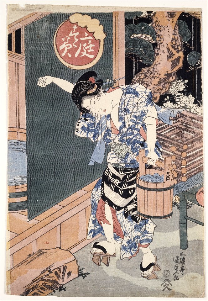 Utagawa Kunisada - The garden bathtub - Google Art Project