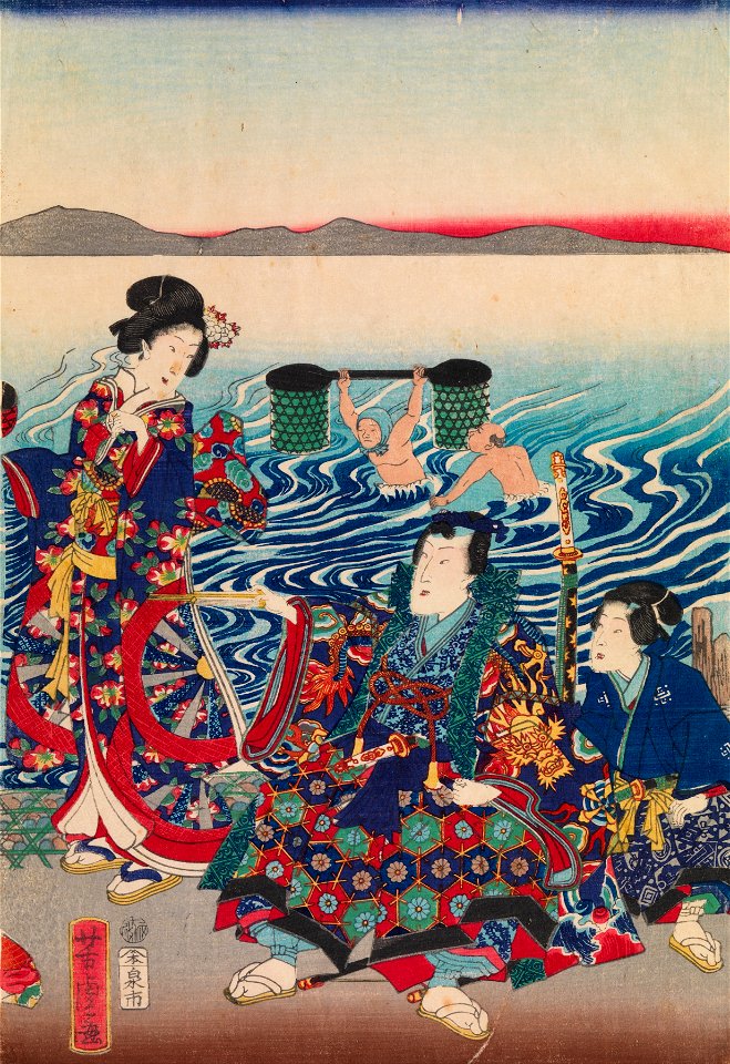 Utagawa Yoshitora - Genji Crossing the Oi River - Google Art Project