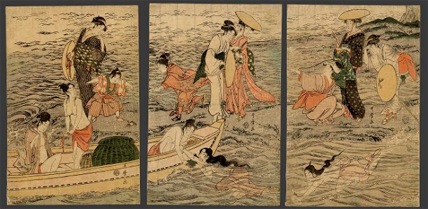 Utamaro (c. 1788–90) Awabi-tori (The Art of Japan). Free illustration for personal and commercial use.